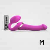 Ярко-розовый безремневой страпон Multi Orgasm Size M с клиторальной стимуляцией - Strap-on-me - купить с доставкой в Балаково