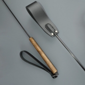 Черный кожаный стек с деревянной рукоятью - 69 см. - Sitabella - купить с доставкой в Балаково