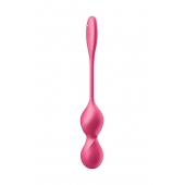 Малиновые вагинальные шарики с вибрацией Love Birds 2 - 22,2 см. - Satisfyer