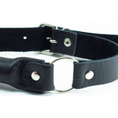 Черный кожаный кляп-трензель на кольцах - БДСМ Арсенал - купить с доставкой в Балаково