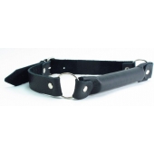 Черный кожаный кляп-трензель на кольцах - БДСМ Арсенал - купить с доставкой в Балаково