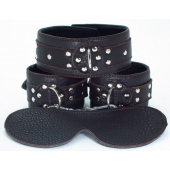 Набор БДСМ-аксессуаров из мягкой кожи черного цвета - БДСМ Арсенал - купить с доставкой в Балаково