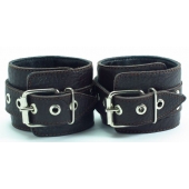 Коричневые оковы из мягкой кожи на металлической цепочке - БДСМ Арсенал - купить с доставкой в Балаково