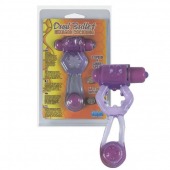 Фиолетовое эрекционное кольцо с вибропулей и стимулирующим хвостиком - Seven Creations - в Балаково купить с доставкой