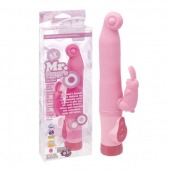 Розовый вибромассажёр с клиторальным зайчиком - 16,5 см. - NMC