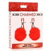 Красные зажимы на соски с помпонами Pom Pom - XR Brands - купить с доставкой в Балаково
