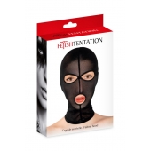 Черная сетчатая маска на голову с отверстиями для глаз и рта - Fetish Tentation - купить с доставкой в Балаково