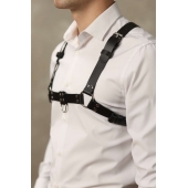 Черная мужская кожаная портупея №4 - БДСМ Арсенал - купить с доставкой в Балаково