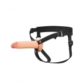 Телесный полый страпон на черных ремнях Hollow Silicone Strap-on - 17,8 см. - Pipedream - купить с доставкой в Балаково