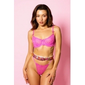 Эффектный розовый пояс из голографической эко-кожи - БДСМ Арсенал - купить с доставкой в Балаково