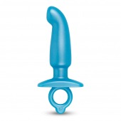 Голубая анальная пробка для массажа простаты Hither Silicone Prostate Plug - 14,3 см. - b-Vibe - в Балаково купить с доставкой