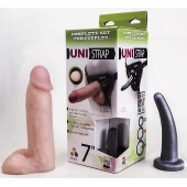 Страпон-унисекс с двумя насадками UNI strap 7  Harness - 19 и 16 см. - LOVETOY (А-Полимер) - купить с доставкой в Балаково