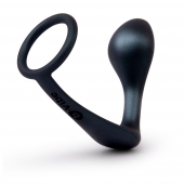 Черное эрекционное кольцо со стимулятором простаты Ringer Cock Ring   Plug - b-Vibe - в Балаково купить с доставкой