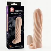 Телесная насадка-удлинитель Okoto со спиралевидным рельефом - 16 см. - Sitabella - в Балаково купить с доставкой