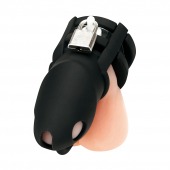 Черная клетка для пениса Silicone Small 2 in Cock Cage With Ball Divider - BlueLine - купить с доставкой в Балаково