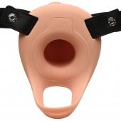 Телесный полый страпон 2  Erection 28X Smooth Vibrating Silicone Penis Sheath - 16 см. - XR Brands - купить с доставкой в Балаково