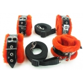 Набор на кровать с красным мехом BDSM Light - БДСМ Арсенал - купить с доставкой в Балаково