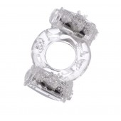 Прозрачное виброкольцо с двумя вибропульками - Toyfa Basic - в Балаково купить с доставкой