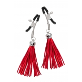 Зажимы на соски «Прищепки» с красными кисточками из замши - Pecado - купить с доставкой в Балаково