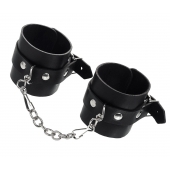 Черные однослойные наручники из натуральной кожи с цепочкой - Pecado - купить с доставкой в Балаково