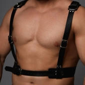 Черная кожаная мужская портупея с регулируемыми ремешками - Crazy Handmade - купить с доставкой в Балаково