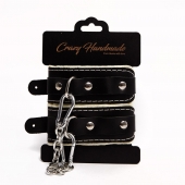 Черные скругленные наручники с мягкой бежевой подкладкой - Crazy Handmade - купить с доставкой в Балаково