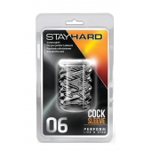 Прозрачная насадка с объёмными чёрточками STAY HARD COCK SLEEVE 06 CLEAR - Blush Novelties - в Балаково купить с доставкой
