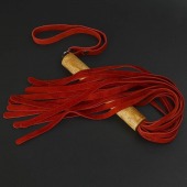 Красная велюровая плеть с деревянной рукоятью - 44 см. - Sitabella - купить с доставкой в Балаково