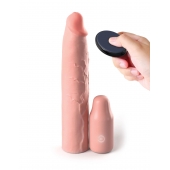 Телесная вибронасадка на член 3  Vibrating Mega X-tension with Remote - 22,9 см. - Pipedream - в Балаково купить с доставкой