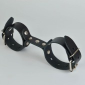 Черные кожаные наручники-фиксатор - Sitabella - купить с доставкой в Балаково