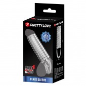 Прозрачная насадка на пенис с ребрышками и подхватом мошонки - Baile - в Балаково купить с доставкой