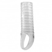 Прозрачная насадка на пенис с ребрышками и подхватом мошонки - Baile - в Балаково купить с доставкой