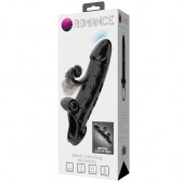 Черная вибронасадка на пенис с подхватом мошонки - 20 см. - Baile - в Балаково купить с доставкой