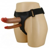 Темно-бежевый фаллопротез для двойного проникновения - 17,5 см. - Baile - купить с доставкой в Балаково