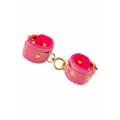 Розовые двуслойные кожаные оковы - Pecado - купить с доставкой в Балаково