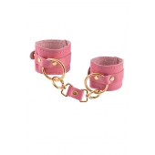 Розовые однослойные кожаные наручники - Pecado - купить с доставкой в Балаково