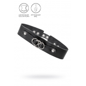 Черный чокер-ошейник со связанными кольцами на подложке - Pecado - купить с доставкой в Балаково