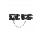 Черные кожаные наручники-браслеты из двух ремешков - Pecado - купить с доставкой в Балаково