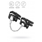 Черные кожаные наручники-браслеты из двух ремешков - Pecado - купить с доставкой в Балаково