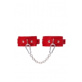 Красные кожаные узкие оковы со скруглёнными углами - Pecado - купить с доставкой в Балаково