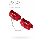 Красные кожаные узкие оковы со скруглёнными углами - Pecado - купить с доставкой в Балаково