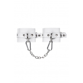 Белые мягкие кожаные наручники с люверсами - Pecado - купить с доставкой в Балаково