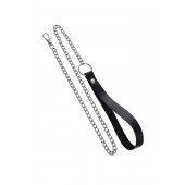 Поводок с ручкой из черной натуральной кожи и карабином для ошейника - Pecado - купить с доставкой в Балаково