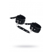 Черные двухслойные кожаные оковы с белой строчкой - Pecado - купить с доставкой в Балаково