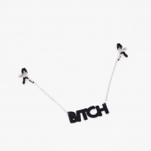 Зажимы на соски с кожаной подвеской Bitch - Crazy Handmade - купить с доставкой в Балаково