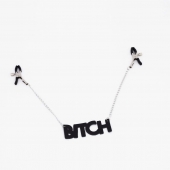 Зажимы на соски с кожаной подвеской Bitch - Crazy Handmade - купить с доставкой в Балаково