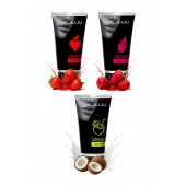 Набор из 3 съедобных лубрикантов JUJU (клубника, малина, кокос) - JuJu - купить с доставкой в Балаково