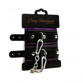 Черно-фиолетовые скругленные наручники с мягкой подкладкой - Crazy Handmade - купить с доставкой в Балаково