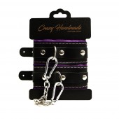 Черно-фиолетовые скругленные наручники с мягкой подкладкой - Crazy Handmade - купить с доставкой в Балаково