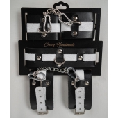 Набор фиксаторов из черной и белой натуральной кожи - Crazy Handmade - купить с доставкой в Балаково